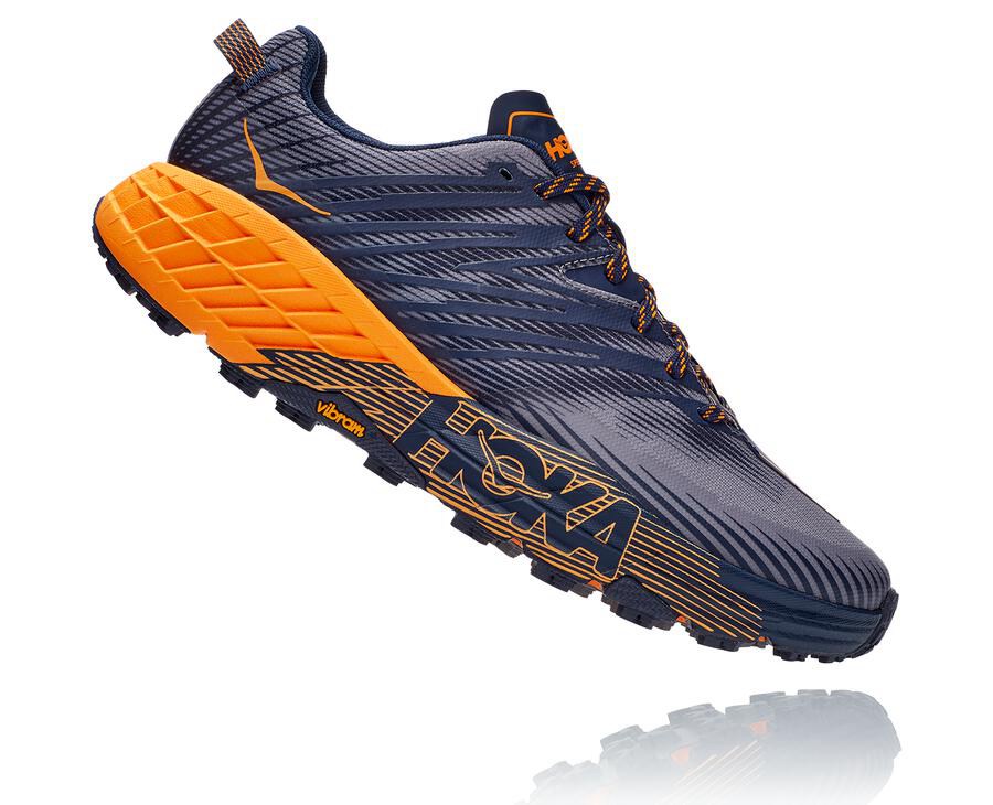 Tenis Hoka One One Trail Hombre Azules/Naranjas - Speedgoat 4 - FYWT67814